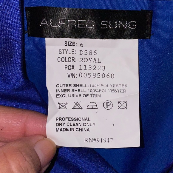 Alfred Sung Royal Blue High-Low Formal Dress - Picture 15 of 15